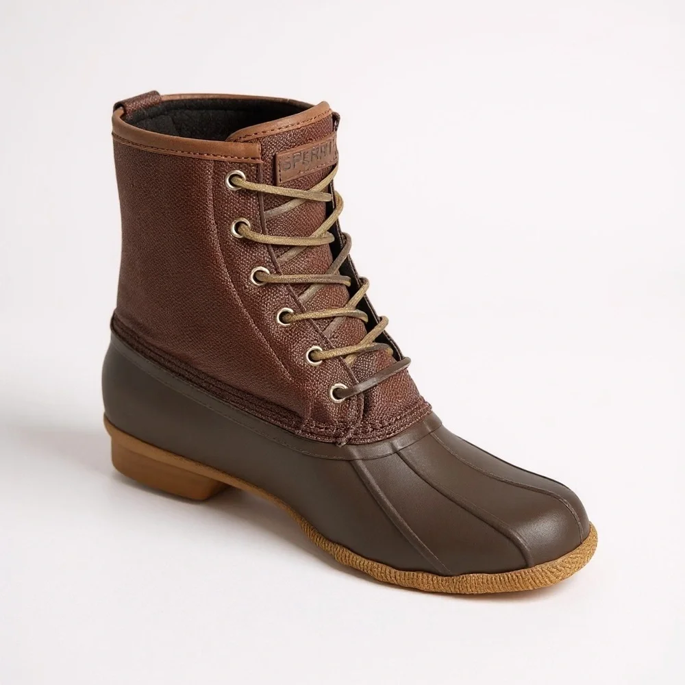 Sperry Men’s Saltwater Top Sider Duck Boots Brown NEW - Picture 2 of 12